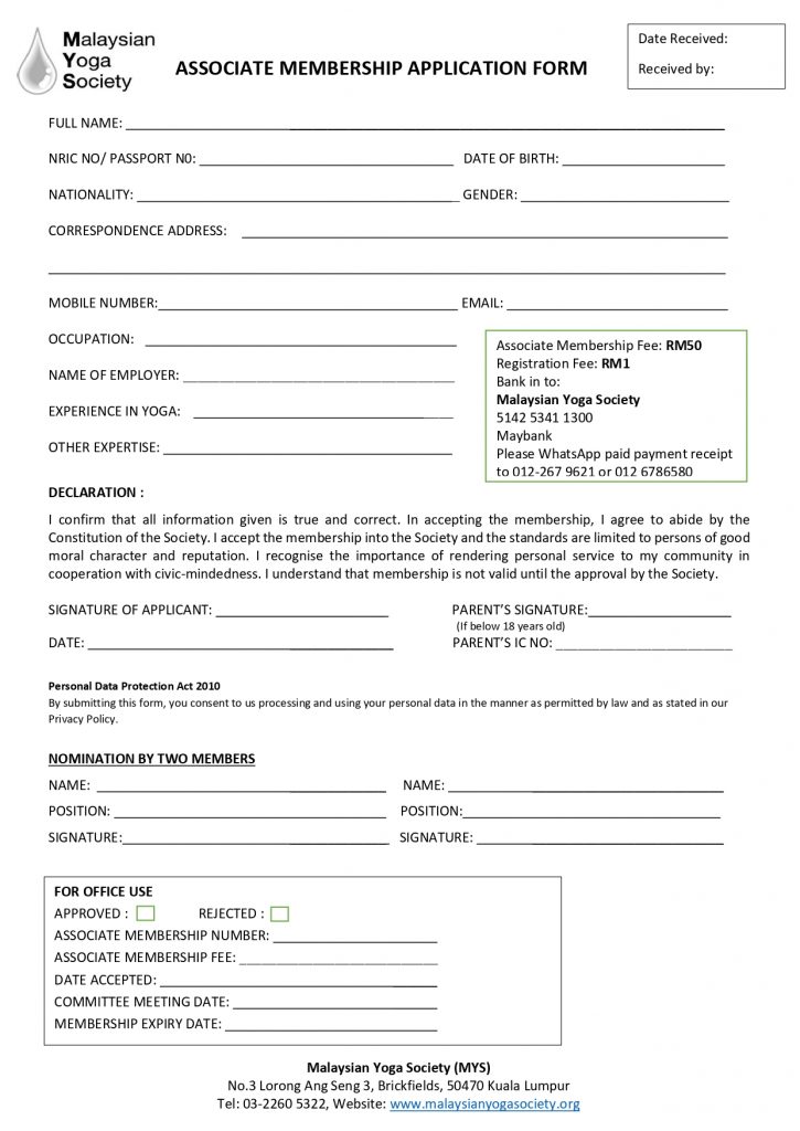 Mys Associate Registration Form Page 0001